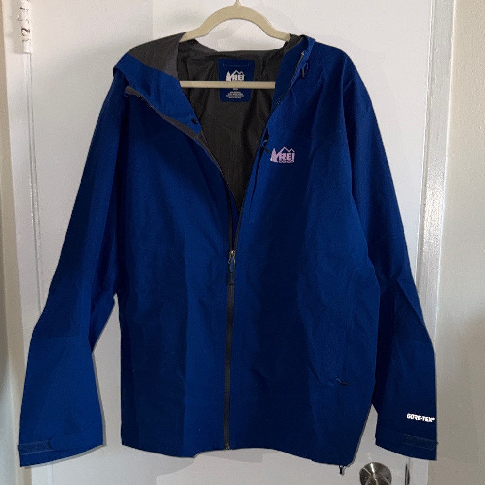 REI Navy Blue Waterproof Hooded Shell Jacket